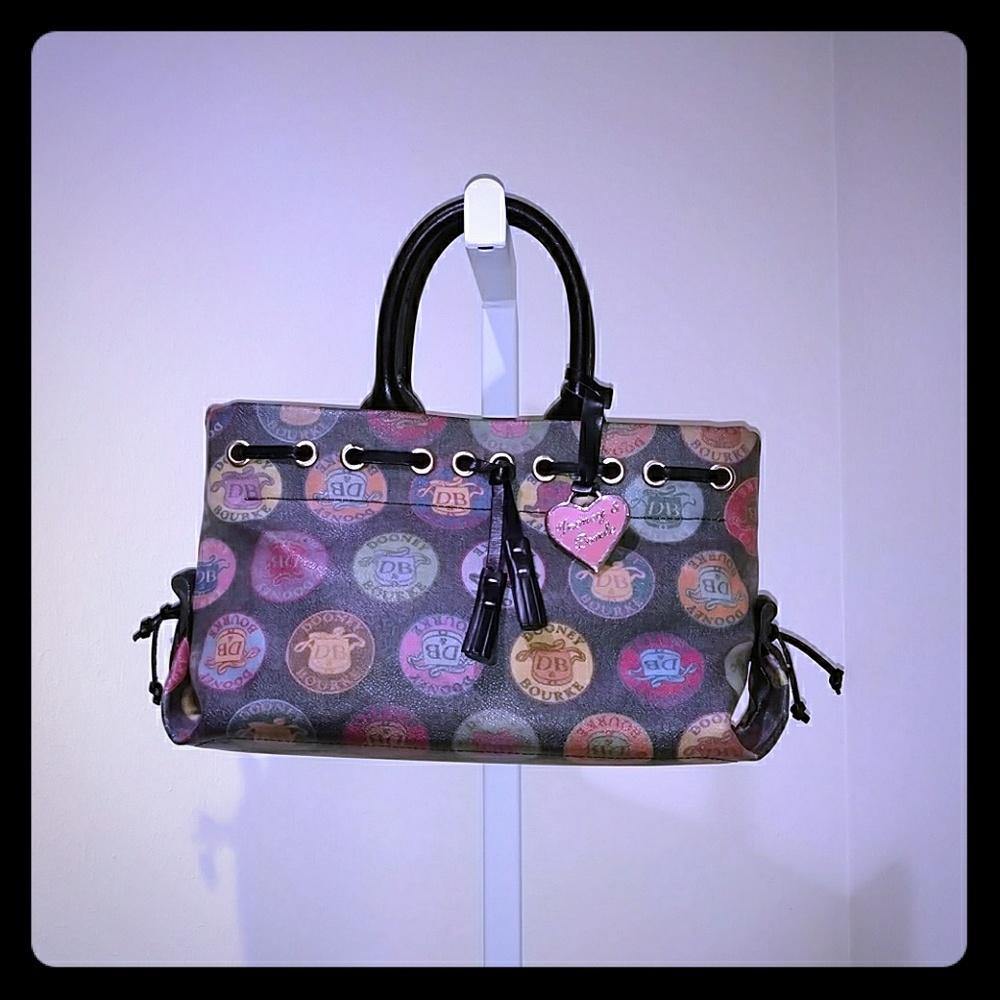 DOONEY & BOURKE RAINBOW HEARTS & TASSEL TOTE